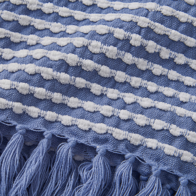 Stab Stitch 125x150cm Blanket Throw, Blue