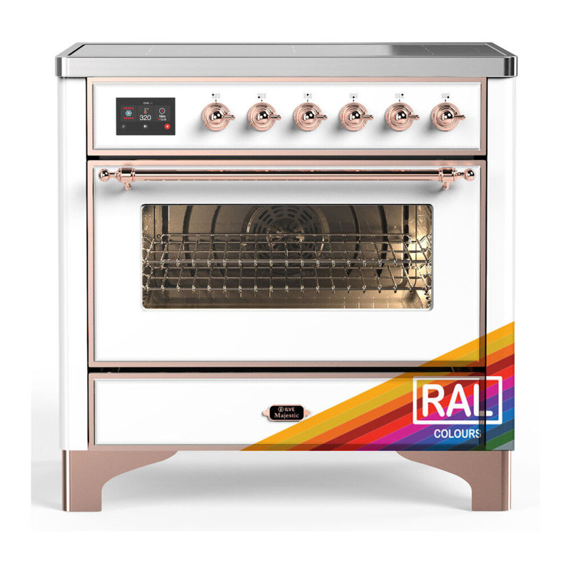 Cuisinière à induction de 36 pouces avec 6 éléments d'induction en RAL (garniture cuivre) Majestic III Series, Cuivre