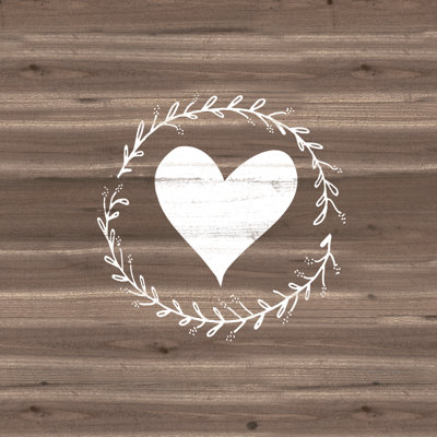 Wreath And Heart White - Wrapped Canvas Painting