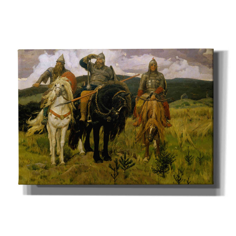 «Bogatyrs» par Viktor Vasnetsov, reproduction sur toile tendue, H 18 po x l 26 po x P 0,75 po