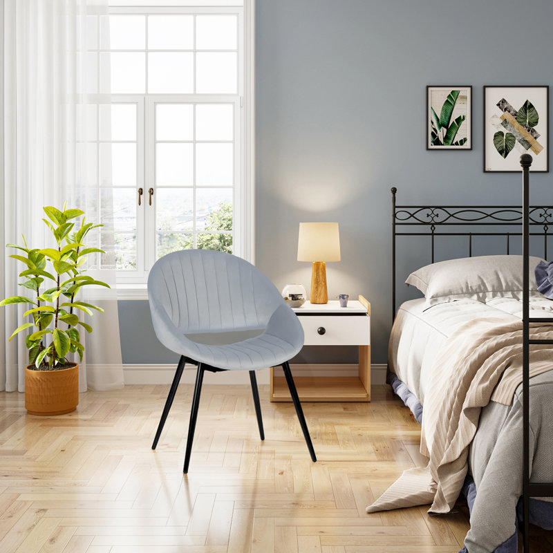 Esko Velvet Accent Chair, Light Grey