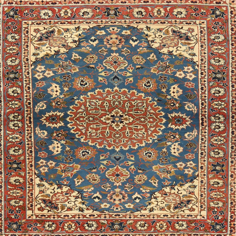 Tapis oriental bleu Douros, Carré 7 pi