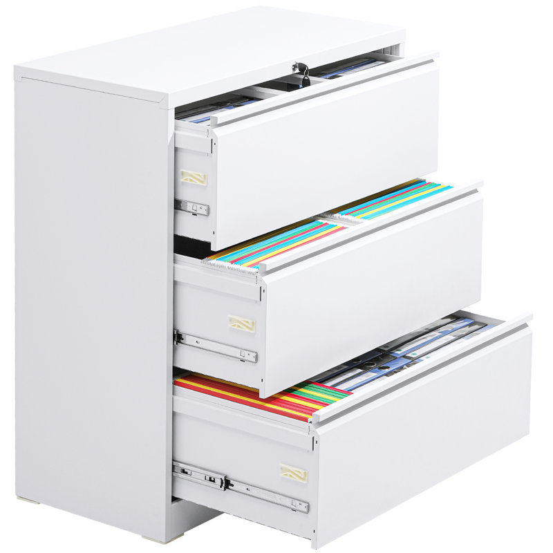 28.5'' Wide 3 -Drawer Steel Lateral Filing Cabinet, White