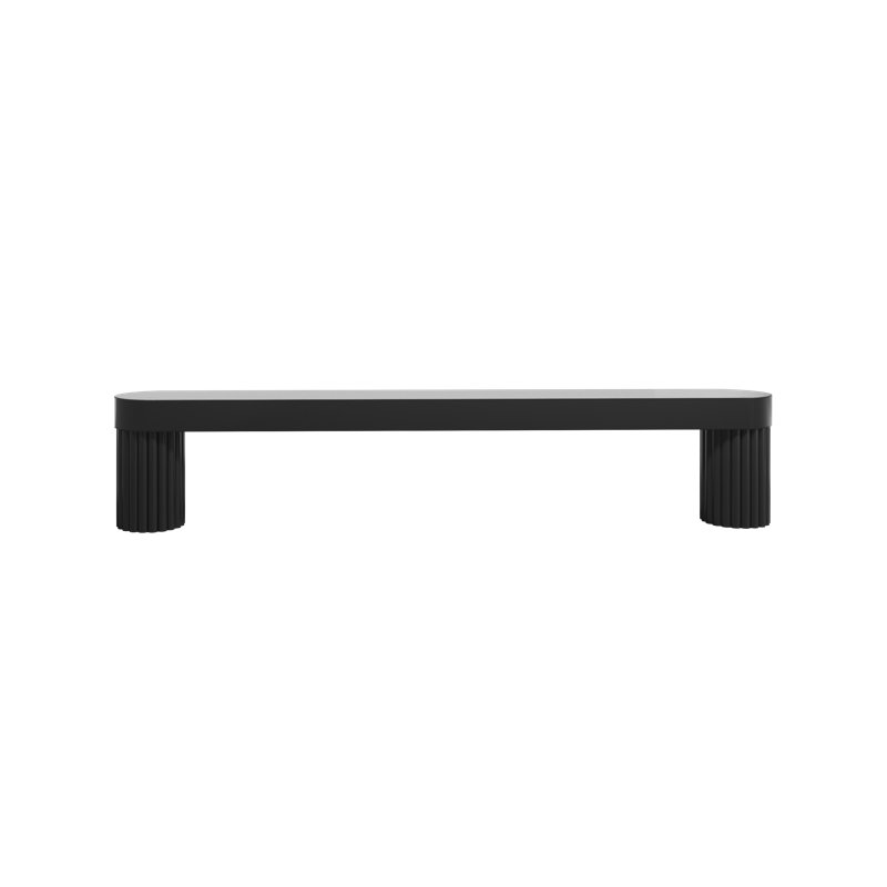 Ribbed Bar / Handle Pull with Fluted Stems, 5", Matte Black