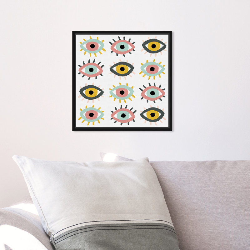 «Party Eyes, Mystic Eyes», impression sur toile rose moderne pour la chambre à coucher, Cadre noir, H 12 po x l 12 po