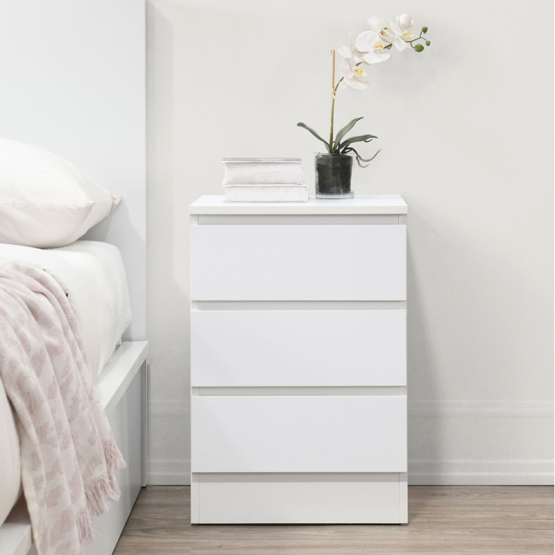 Marqita 3 Drawer Bedside Table, White