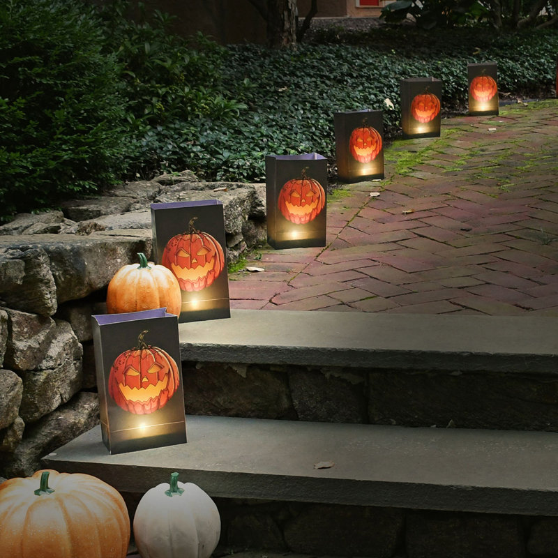 Battery-Operated Luminaria Kit, Jack O' Lantern - Set of 6