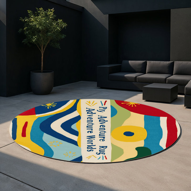 Tapis intérieur et extérieur Fizzy Slide, Rond 5 pi