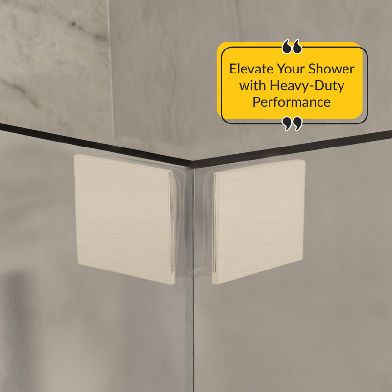 Pince pour verre de douche Brixwell 22-258bnk, finition carrée 90 degrés 50X50mm nickel brossé, Nickel brossé