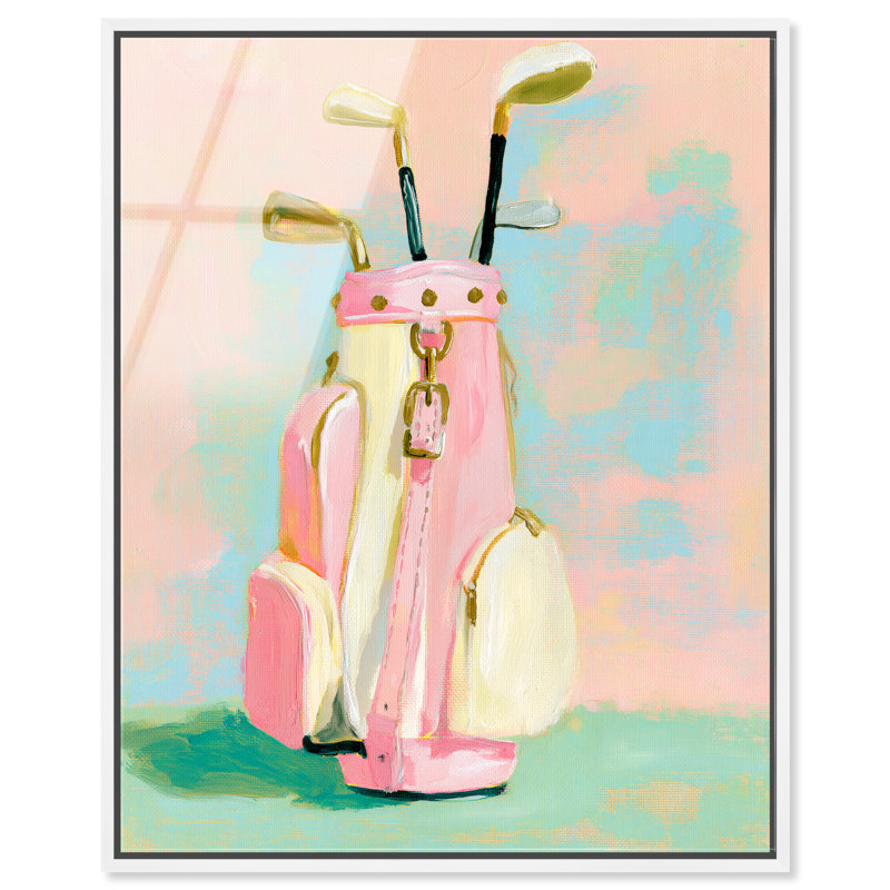 Décoration murale mignonne pour dortoir : impression acrylique encadrée Country Club Caddy par, H 37 po x l 31 po, Cadre noir