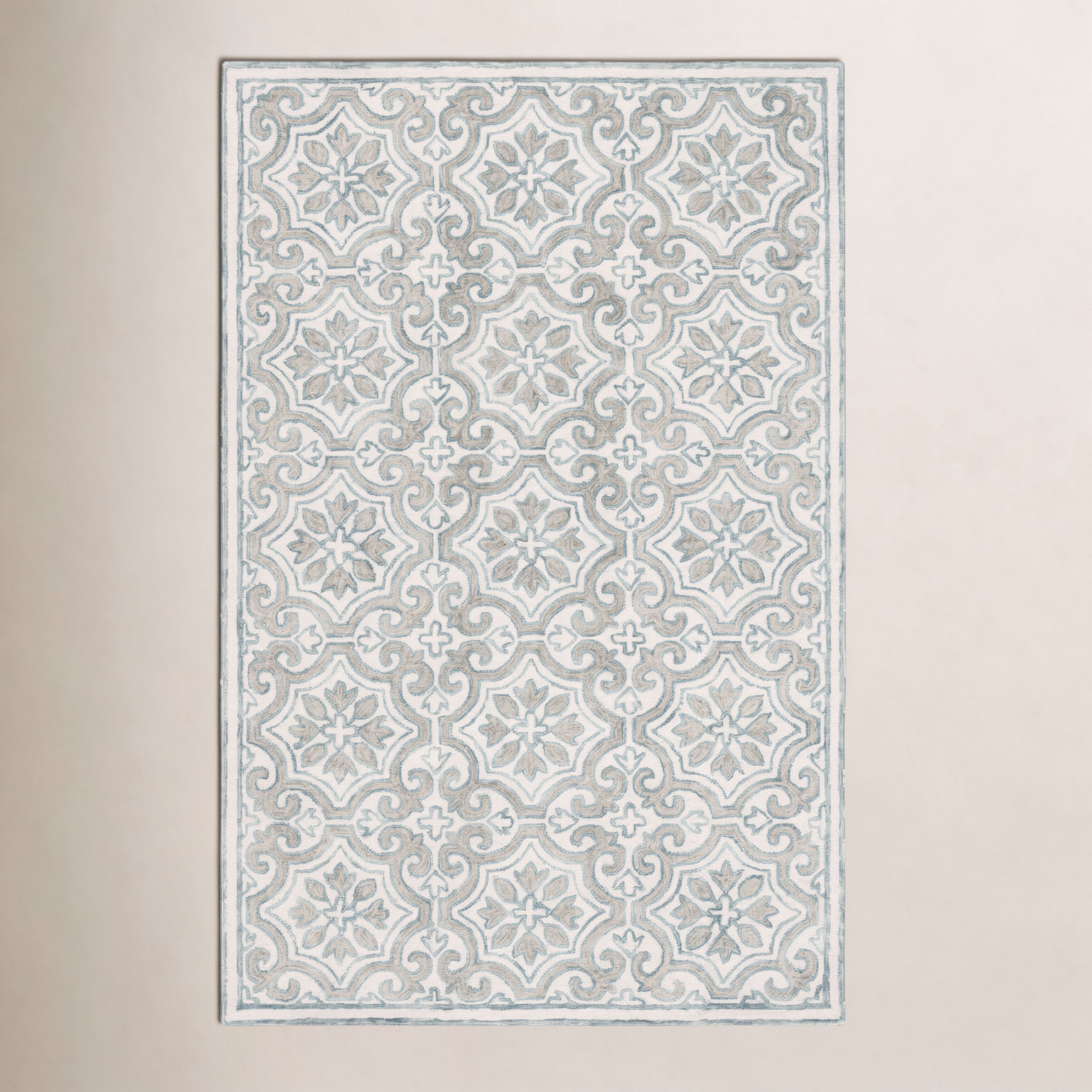 Hand-Tufted Wool Damask Rug, Rectangle 3' x 5'