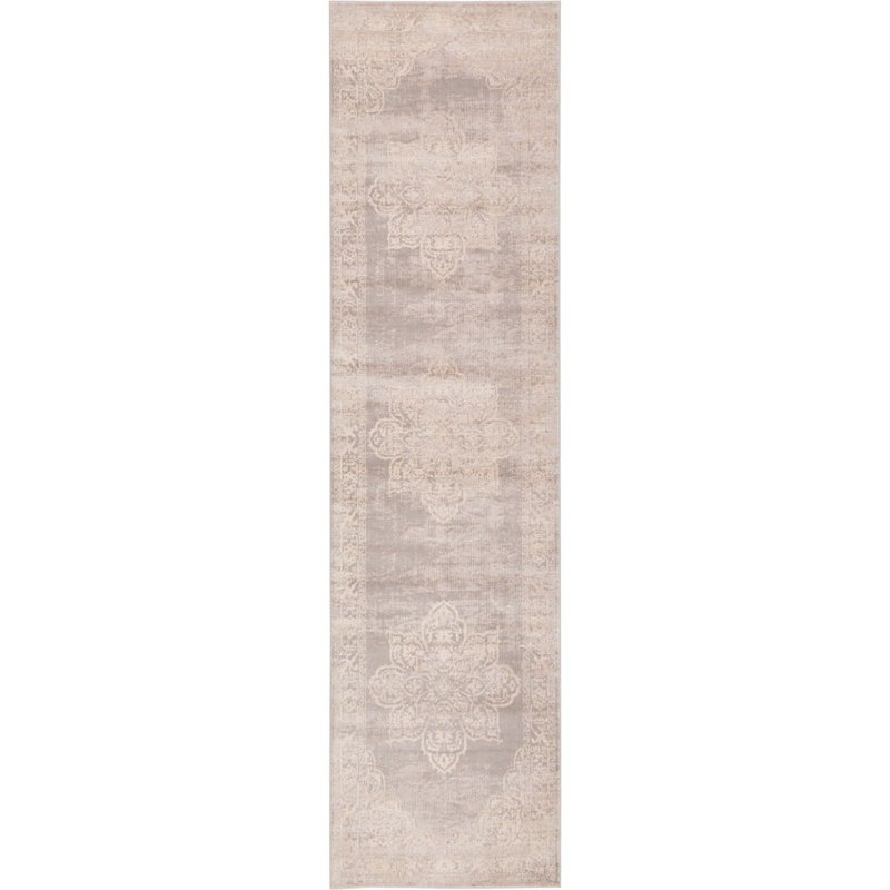 Tapis oriental beige Iyanna, Tapis de couloir 2 pi 7 po x 10 pi