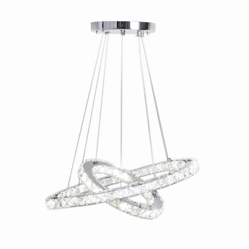 Sidney 2 - Light Silver LED Crystal Pendant, 120cm H x 50cm W x 50cm D