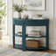 Console cannelée demi-lune avec tiroir et tablettes-327739963
