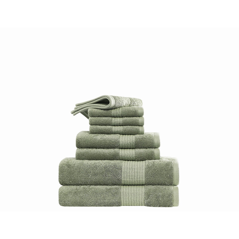  Cotton and TENCEL 8 Piece Towel Set, Green
