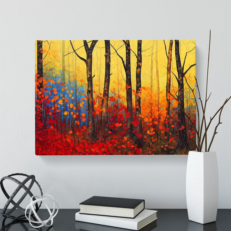 Reflective Autumn Forest Abstract - Wrapped Canvas