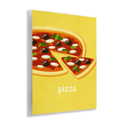 Delicious Pizza on Yellow Wall Plaque, design by Kim Allen