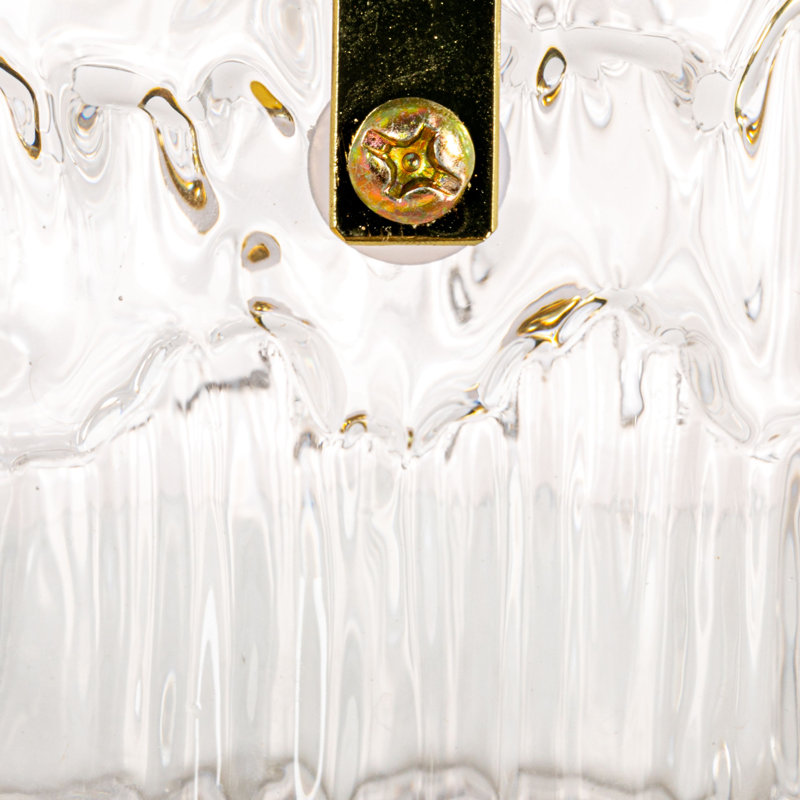24-Ounce Textured Glass Ice Bucket With Gold Finish Handle And Tongs, Clear/Gold