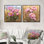 Pivoines dans le champ de blé III - décoration murale pivoines - art mural traditionnel 2 pièces