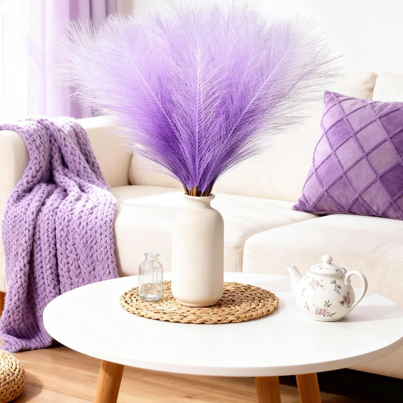 50 pièces d'herbes de Pampas moelleuses de 17 po - Fleurs artificielles de plumes de Boho | Remplissage de vase et décoration de table