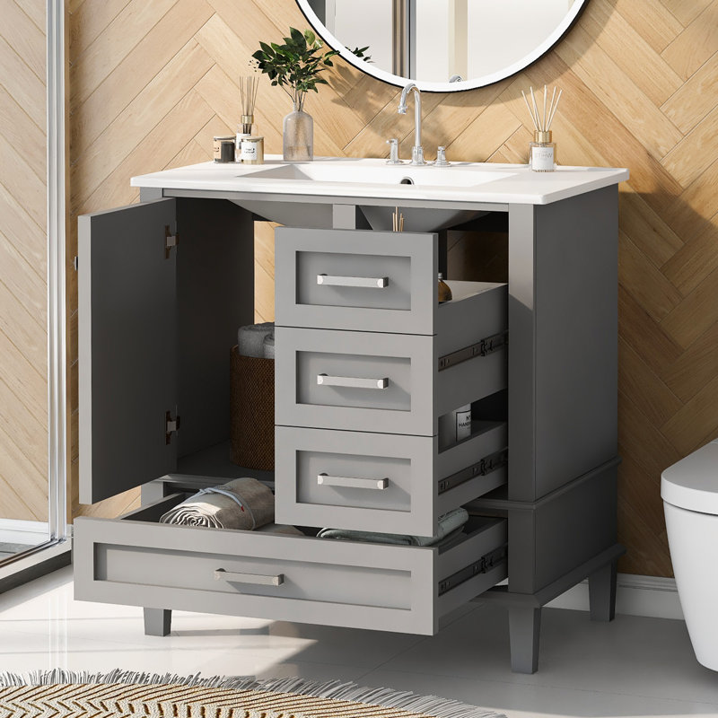 Ensemble de meuble-lavabo simple 30,03 po Megghan, Gris