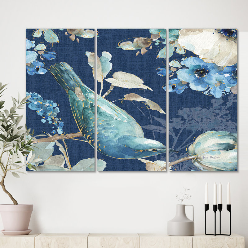 Farmhouse «Indigold Bird Cottage Family IV», peinture à multiples images sur toile, H 40 po x l 60 po x P 1 po