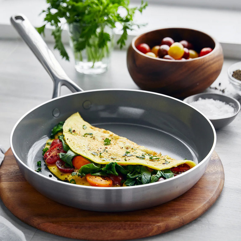 GreenPan GP5 Healthy Ceramic Nonstick Stainless Steel 2 Piece Frypan Set, 10" And 12"