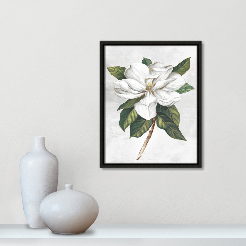 «Pearly Beauty I Print» par Eva Watts, Toile avec cadre, L 12,5 po x H 15,5 po, Espresso Floater