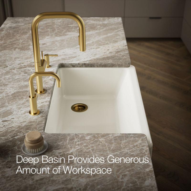 Whitehaven® Self-Trimming 36" L x 22" W Farmhouse Kitchen Sink, Biscuit