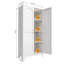 Armoire de rangement 61 po en métal blanc avec 2 portes galbées et tablettes réglables
