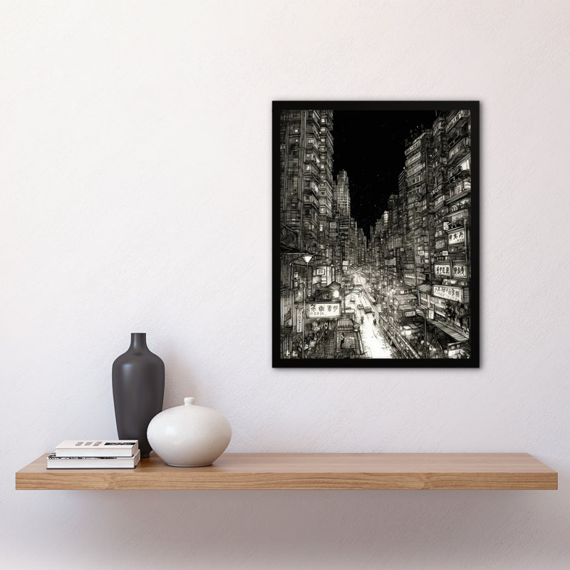 Meint Downtown Tokyo Sketch Cityscape - Single Picture Frame Print