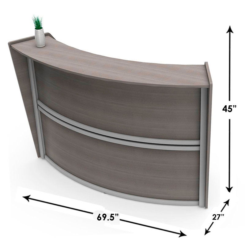Bureau de coin de réception, Bois de frêne, 45"H x 69.5"W x 27"D