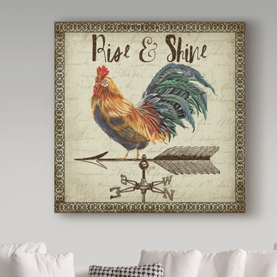 'Rustic Rooster Vane 4' Graphic Art Print on Wrapped Canvas