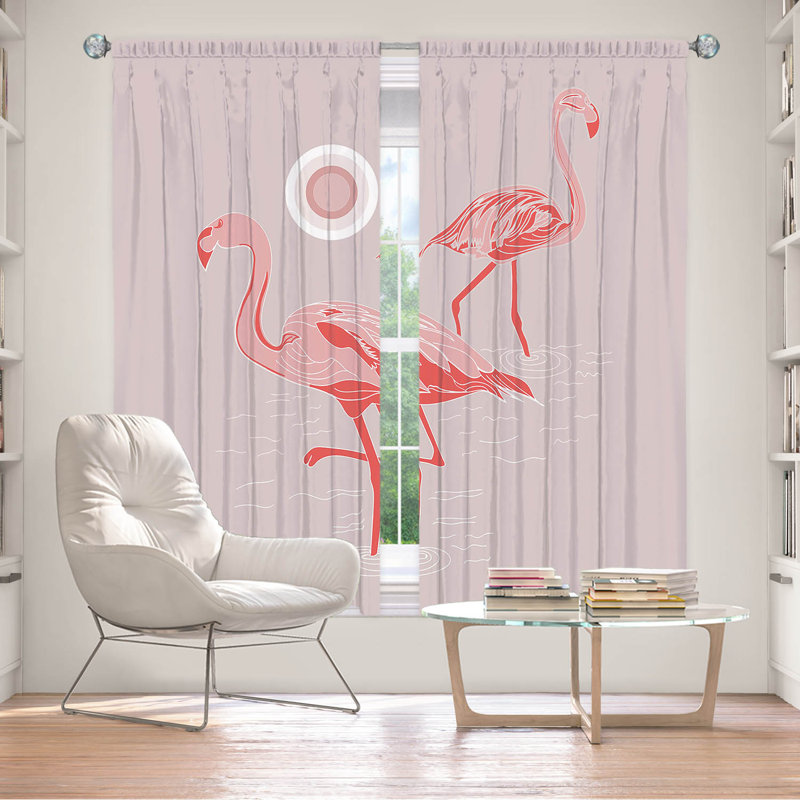 Paire de rideaux obscurcissant en polyester Denes, Gris / rose / blanc / rouge, L 40 po x L 82 po