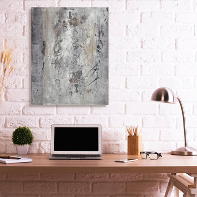 Ancien coup de pinceau abstrait noir brun gris