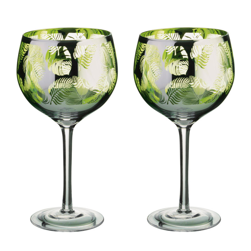 Tropical Leaves Gin Glasses