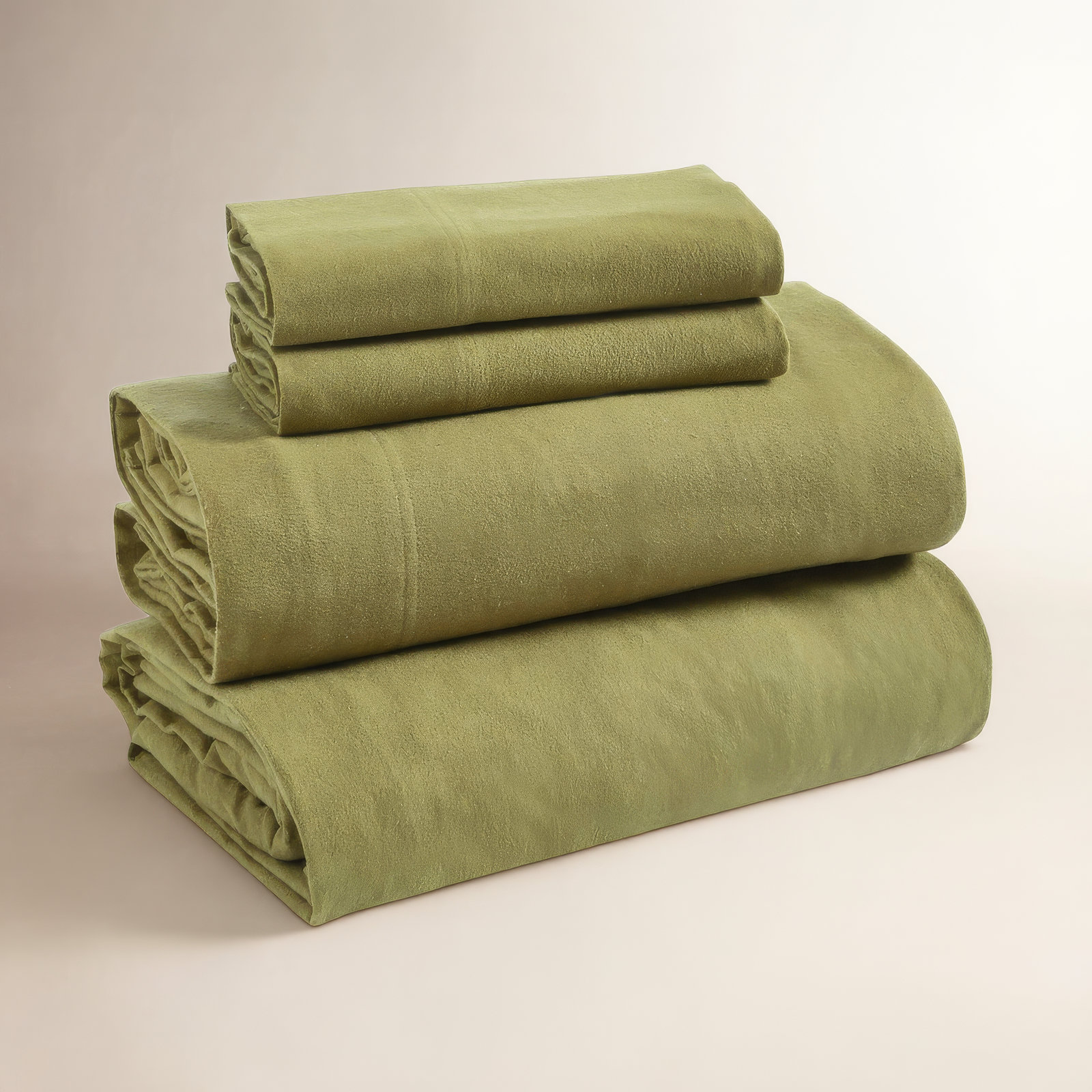Cotton Flannel Sheet Set, Twin XL Sheet Set with 1 Pillowcase, Sage