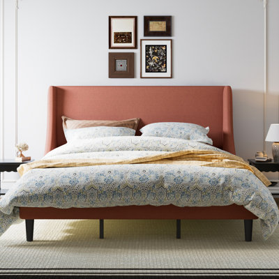 Nichaela King Size Modern Platform Bed Frame With Deluxe Wingback/Upholstered Bed Frame With Headboard/Wood Slat Support/Mattress Foundation -  Latitude Run®, 40199A06A3A1471789D273A9D02EF99C