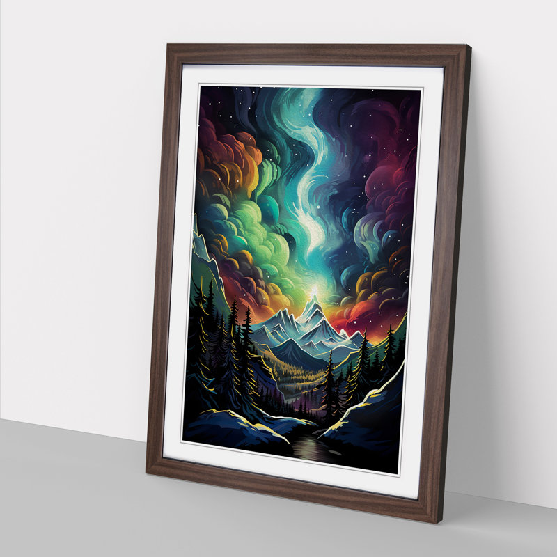 Single Picture Frame Print on Wood, Walnut Framed, 46cm H x 34cm W