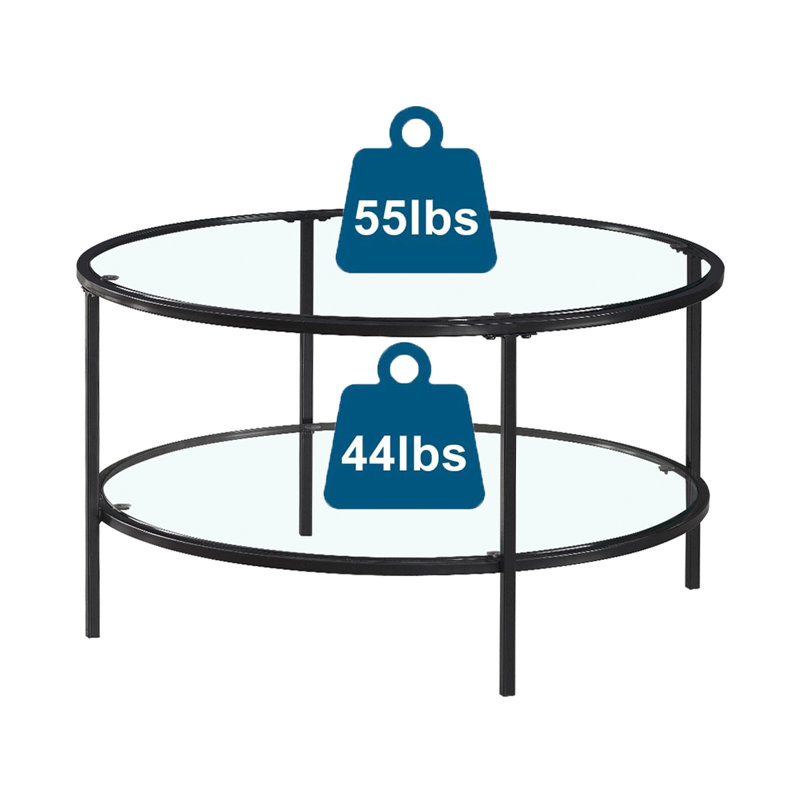 Table basse double en verre, Noir