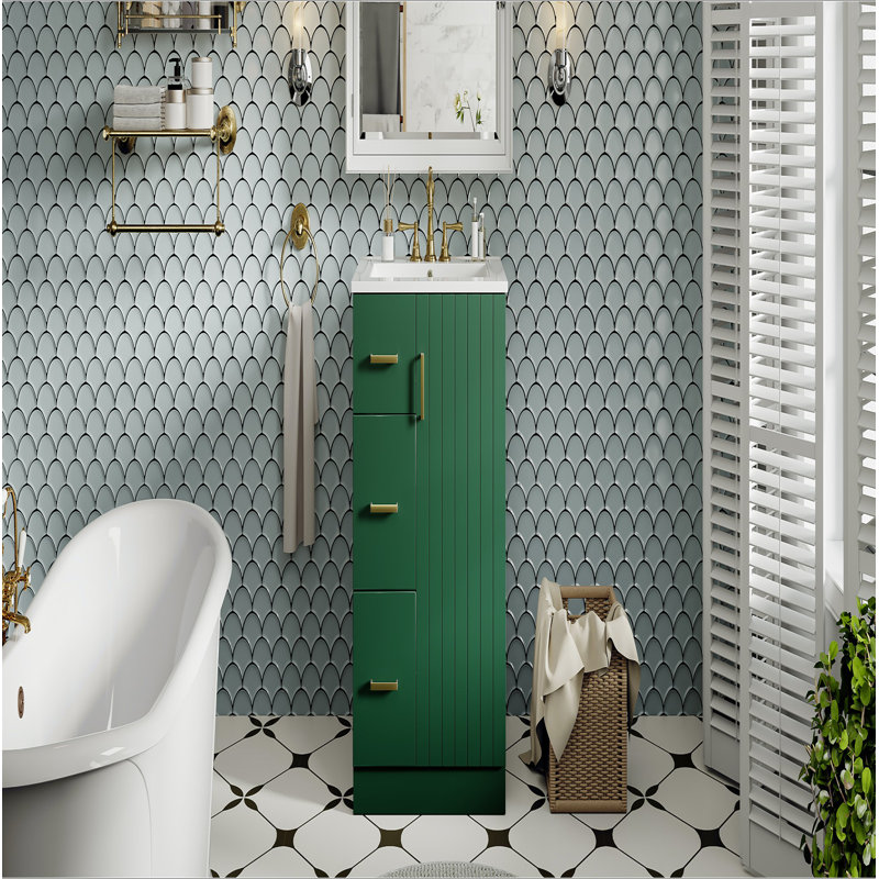 Meuble-lavabo moderne de 24 po avec lavabo, petit meuble-lavabo avec 2 tiroirs et porte à fermeture douce, meuble-lavabo sous-comptoir avec tiroirs