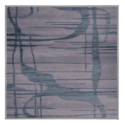 Tapis abstrait gris lavable à la machine