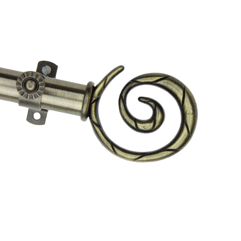 Tringle à rideaux simple réglable 0,81 po Heasley, Laiton antique, 28 po à 48 po (chaque côté)