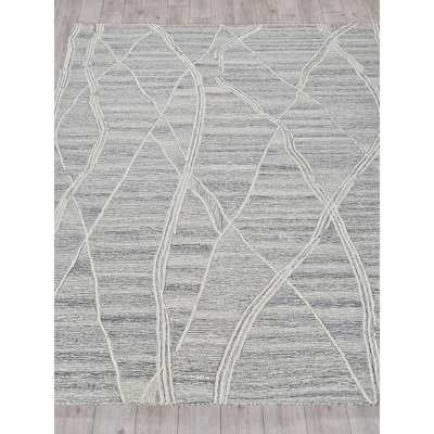 Exquisite Rugs Tangiers Handmade Hand-Tufted New Zealand Wool On Canvas Gray/Ivory Area Rug