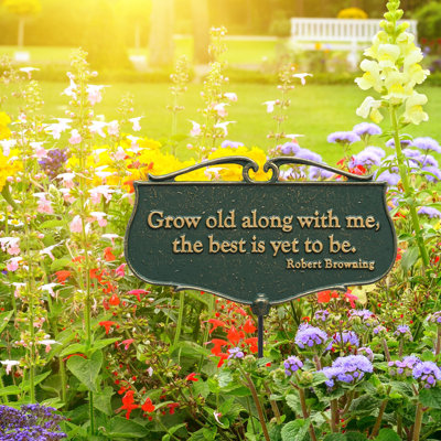 «Products Old Old With Me ...», poème de jardin, vert / or