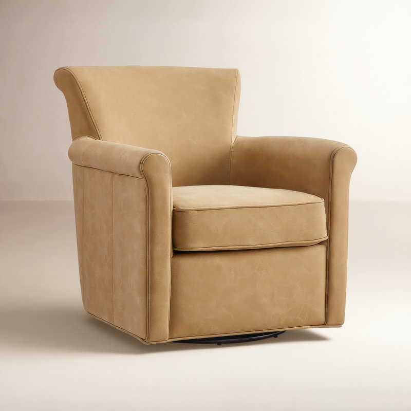 Fauteuil d'appoint pivotant en similicuir Westly, Marron clair