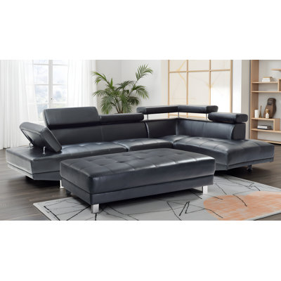 Canapé modulaire en similicuir avec repose-pieds Farranshane