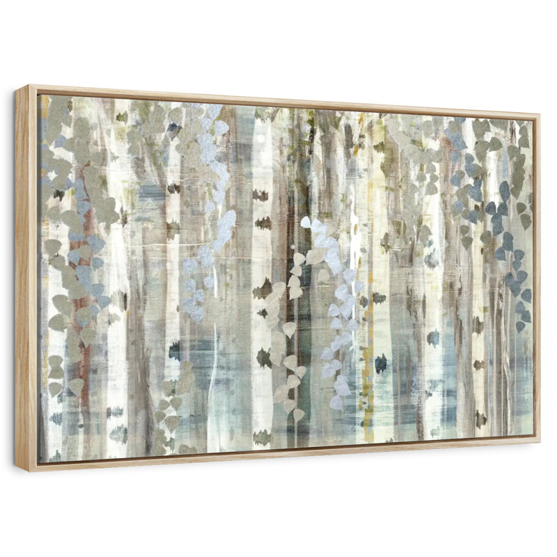 Birch Wood Meadow, 19" X 13", Floating Frame Natural Wood