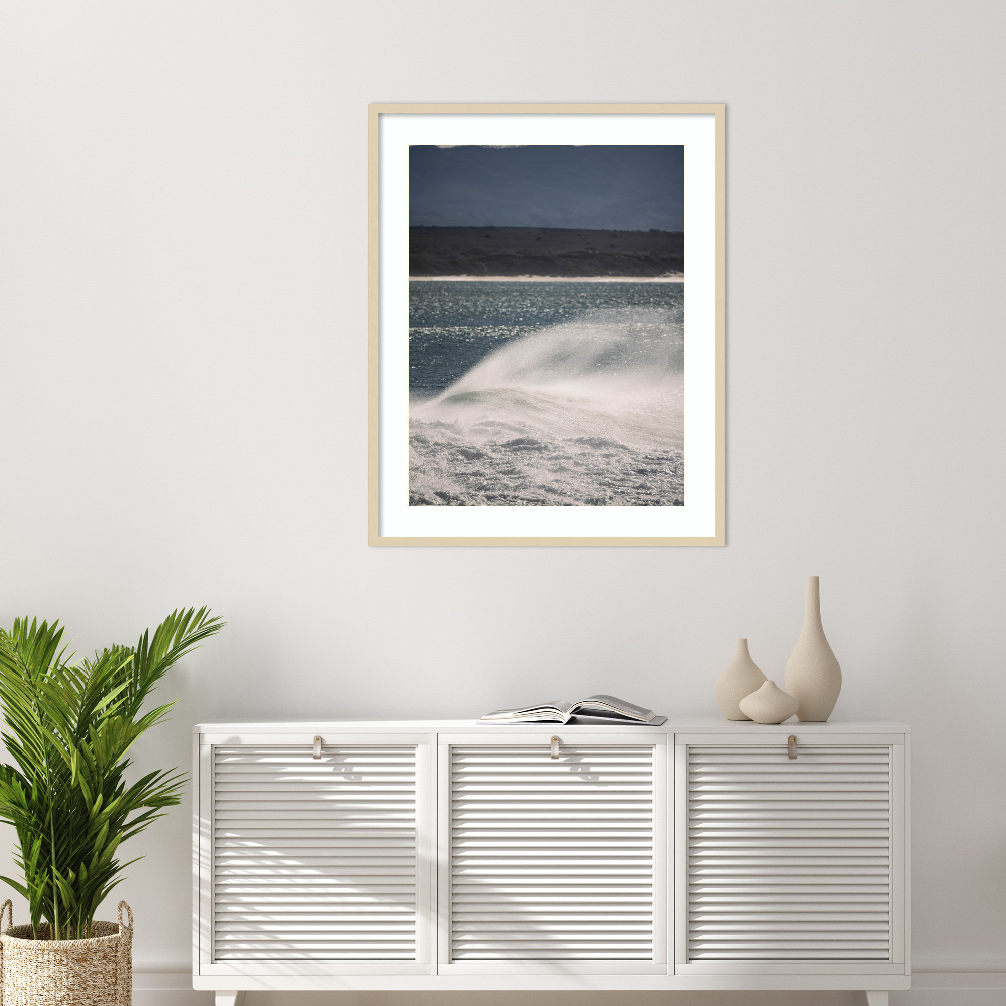 Sea Spuit by Shot by Clint Wood Framed Wall Art Print, Brown , 41" H x 33" W
