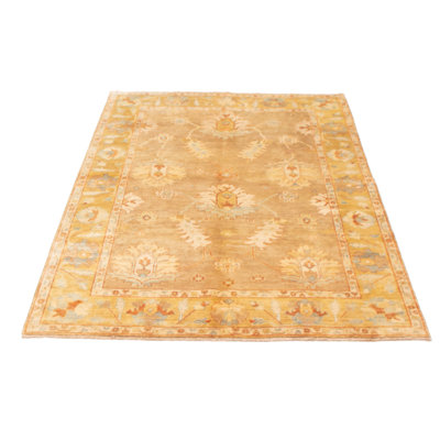 Tapis unique en laine nouée à la main nouvel âge de 6 pi 3 po x 8 pi 7 po Dathan